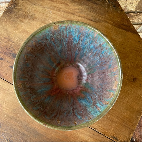 Signed Art Pottery Drip Glaze Large Bowl 7 In. - Etsy Israel Artisan Pottery Bowl Drip Glaze With Birds 7” Diameter Beautiful Condition!
